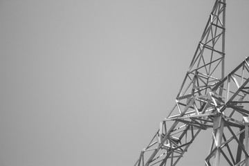 Black and white of an high voltage pole part