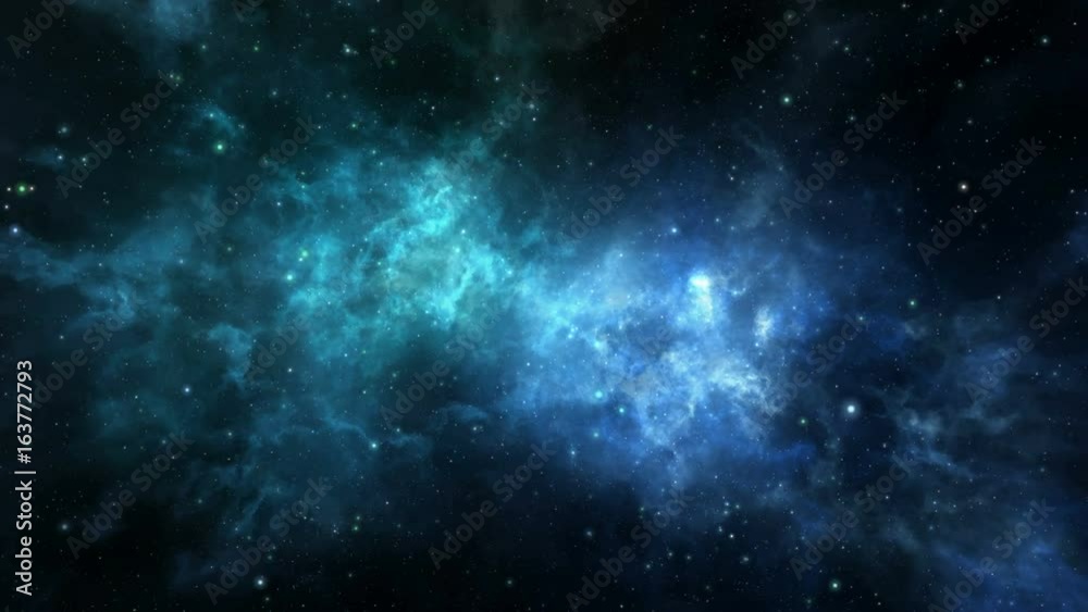Wall mural loopabel flight through deep space nebula