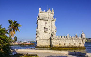 Fototapeta na wymiar Famous Belem Tower in the city of Lisbon