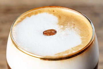 Alcoholic Irish coffee with cream