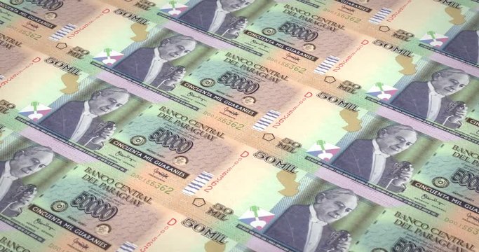Banknotes of fifty thousand paraguayan guarani of Paraguay, cash money, loop