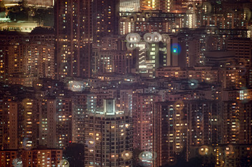 Double exposure of night view in Kowloon centre