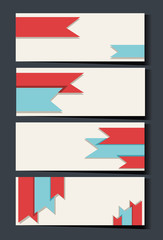 Businesscard template with red and blue ribbons