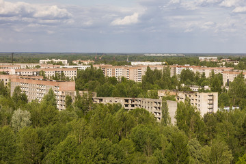 Fototapeta na wymiar View over abandoned city Pripyat (Chernobyl Exclusion Zone)