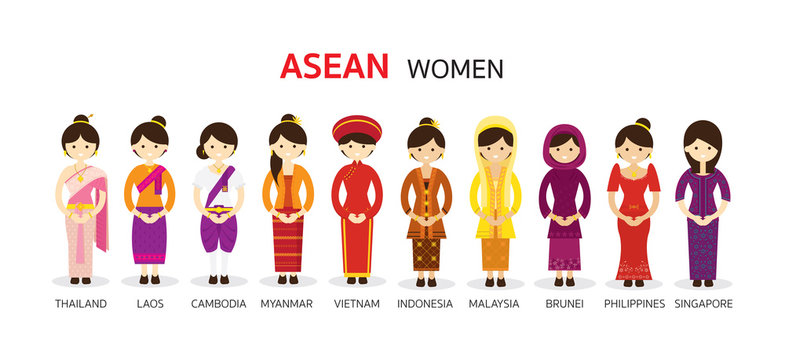 Southeast Asia Women in Traditional Clothing