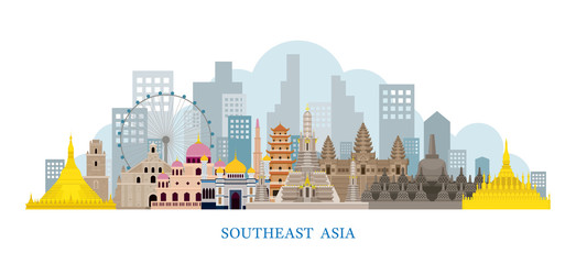 Southeast Asia Landmarks Skyline - 163778139
