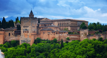 Fototapeta na wymiar Day vew of the Nazaries palaces of Alhambra. Granada