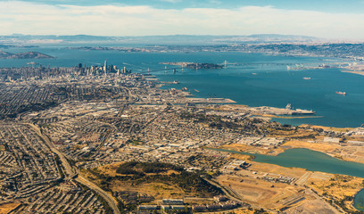 Aerial view of San Francisco wide area with bay and bridges © Martin Valigursky