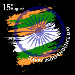 Indian Independence Day with Ashoka wheel 15 th august. The colors of the national flag. Vector