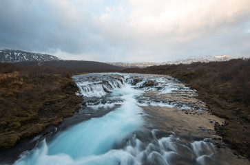 Bruarfoss waterfall in Iceland, long exposure