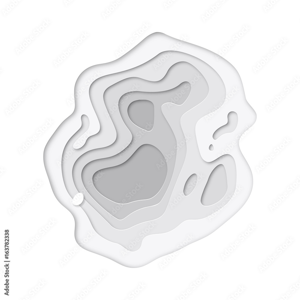 Poster Papercut layers of paper cut vector topography art background texture website template