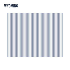 Vector abstract hatched map of State of Wyoming with vertical lines isolated on a white background.