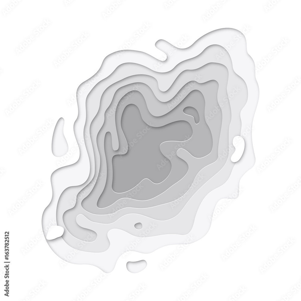 Poster Papercut layers topography texture background of 3D paper cut vector art website template