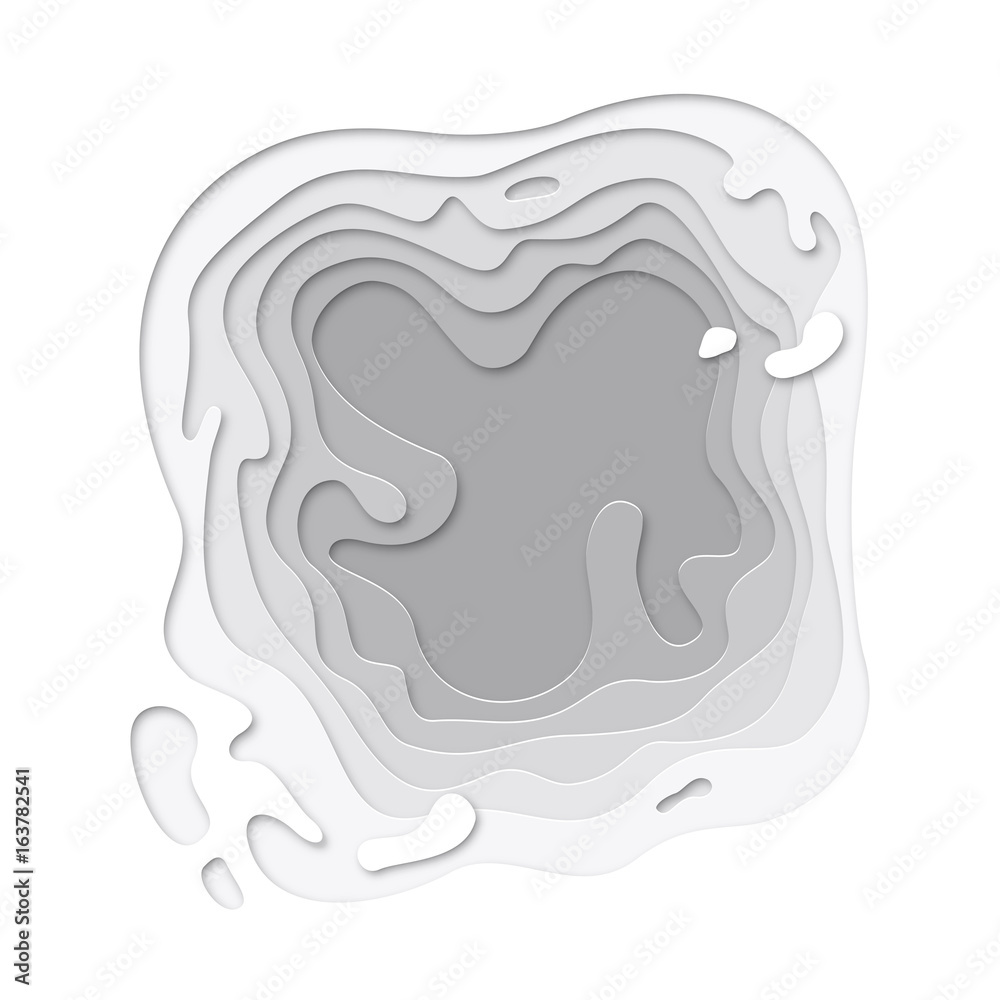 Poster Papercut layers topography texture background of 3D paper cut vector art website template
