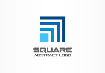 Abstract logo for business company. Corporate identity design element. Technology, Industrial, Logistic, Social Media logotype idea. Square, network, banking growth concept. Colorful Vector icon