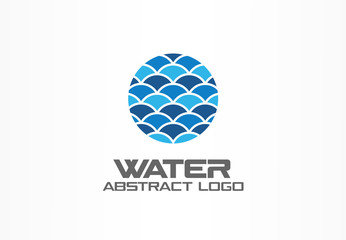 Abstract logo for business company. Corporate identity design element. Nature, ocean, eco, science, healthcare Logotype idea. Ecology, blue, sea, water wave in circle concept. Colorful Vector icon