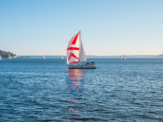 Incredible yacht show. Olympic Sculpture Park, Seattle, Washington