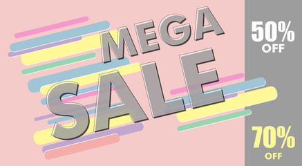 Mega sale design poster or banner. Modern colorful template. Vector