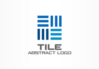 Abstract logo for business company. Corporate identity design element. Construction, industrial Integrated, logistic logotype idea. Square interior tile, rotation connect concept. Colorful Vector icon