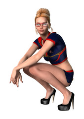 Obraz premium 3D Rendering Sexy Stewardess on White