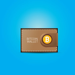 vector bitcoin wallet icon with coins