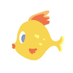 Cute sea fish. Vector illustration, isolated on white background.