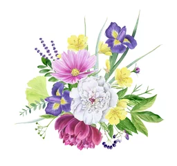 Behang Beautiful watercolor floral clipart isolated © olesyaturchuk