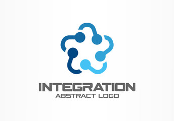 Abstract business company logo. Corporate identity design element. Social media, internet, people connect logotype idea. Star group, network integrate, technology interaction concept. Vector icon