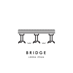 Vector logo of a simple girder bridge, the symbol connecting the two banks of the river. Icon of the bridge drawn in the linear style