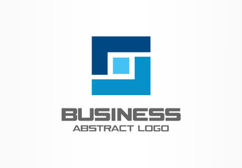 Fototapeta premium Abstract logo for business company. Corporate identity design element. Puzzle solution, finance, bank logotype idea. Square group, network integrate, technology mix concept. Color Vector connect icon