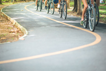 Fototapeta premium Bike path,movement of cyclist in the park
