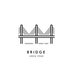 The logo with the image of the cable bridge. Vector logo of the bridge isolated on white background