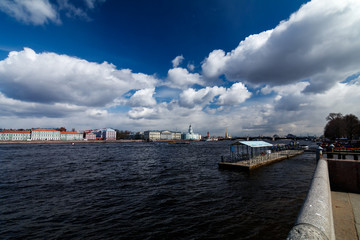 View of the Neva River/ View of the Neva River from the Admiralty Embankment in St. Petersburg, Russia