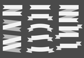 Vector ribbons banners isolated on black Background. White