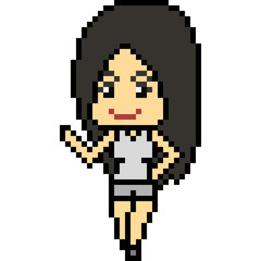 vector pixel art woman pose