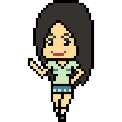 vector pixel art woman pose