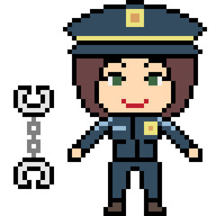 Fototapeta premium vector pixel art female cop