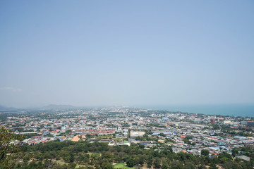 top view of city and sea in the south of Thailand
