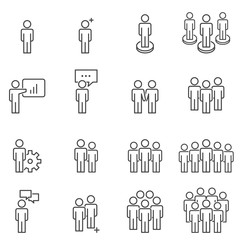 People Icons Line work group Team Vector llustration