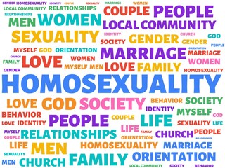 Obraz premium HOMOSEXUALITY - image with words associated with the topic HOMOSEXUALITY, word, image, illustration