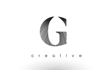 G Logo Design With Multiple Lines and Black and White Colors.