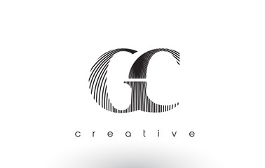 GC Logo Design With Multiple Lines and Black and White Colors.