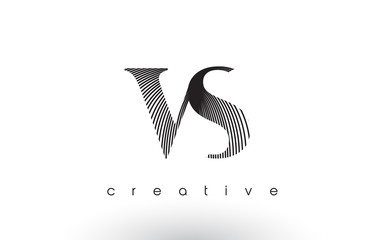 VS Logo Design With Multiple Lines and Black and White Colors.