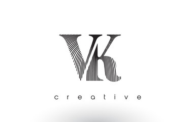 VK Logo Design With Multiple Lines and Black and White Colors.