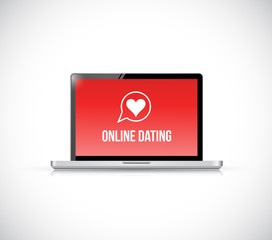 online dating. laptop computer illustration