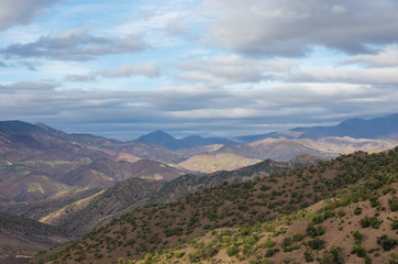 Fototapeta premium Panoramic view of colorful valley in Morocco The High Atlas mountain range, Africa