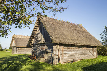 Fototapeta na wymiar Traditional fisherman cabins in the Matsalu National Park (Estonia)