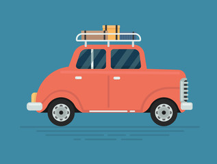Car in flat style. Vehicle icon. Vector illustration.