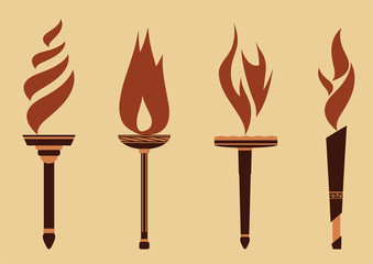 Set of Flame Torch Icons
