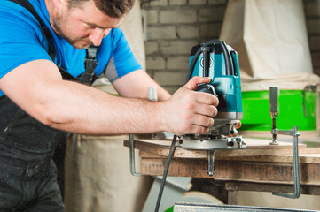 Close up Man doing woodwork in carpentry